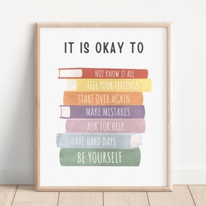 It's Okay to Not be Okay Poster, Be Yourself, Klassenzimmer Poster Zitate, Motivation Kinder Kunst, Lernwandkunst, Spielzimmer Wandkunst Dekor