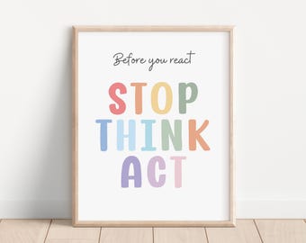 STOP Technique poster, Stress and Anxiety Relief Poster, Calming corner, Therapy Office Decor, School Counselor, Therapy tools Mental Health