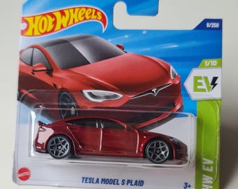 Hot Wheels Tesla Model S Karo Rot HW EV 1:64 Diecast Car Neues Versiegeltes Elektroauto Sammler Geschenk
