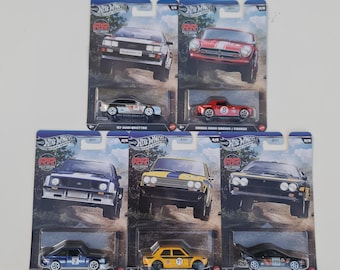 Hot Wheels Silver Series Rally Racers Zestaw 5 Samochodów Prawdziwi Kierowcy 1:64 Diecast Samochody Prezent dla Miłośników Samochodów Fanów Wyścigów Kolekcjonerów