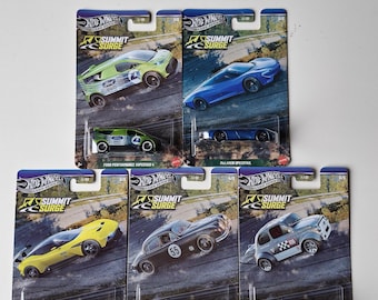 Zestaw 5 samochodów Hot Wheels Summit Surge Silver Series | Ford Supervan 4, McLaren Speedtail, Aston Martin, Jaguar i Fiat 500