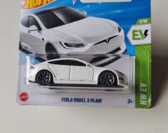 Hot Wheels Tesla Model S karierter Druckguss Auto Geschenk für Tesla Fans Elektroauto Spielzeug Sammler Geschenk 1:64 Maßstab