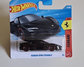 Hot Wheels Ferrari SF90 Stradale 1:64 Diecast Car Black Supercar Prezent dla fanów Ferrari Miłośników samochodów Kolekcjonerów