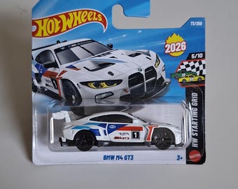 Hot Wheels BMW M4 GT3 Biały samochód wyścigowy | Pole startowe HW, model odlewany 1:64 | Prezent BMW dla miłośników samochodów