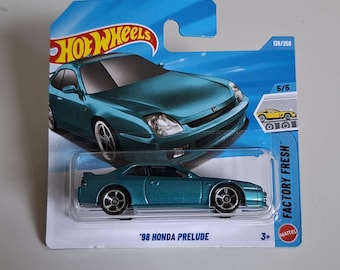 Hot Wheels '98 Honda Prelude Teal | Samochód odlewany ciśnieniowo JDM 1:64 | Fabrycznie nowy prezent Hondy dla kolekcjonerów i miłośników samochodów