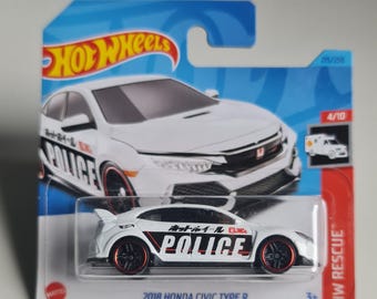 Hot Wheels HONDA Civic Type R Polizeiauto JDM Diecast Spielzeugauto Weiß Versiegelt
