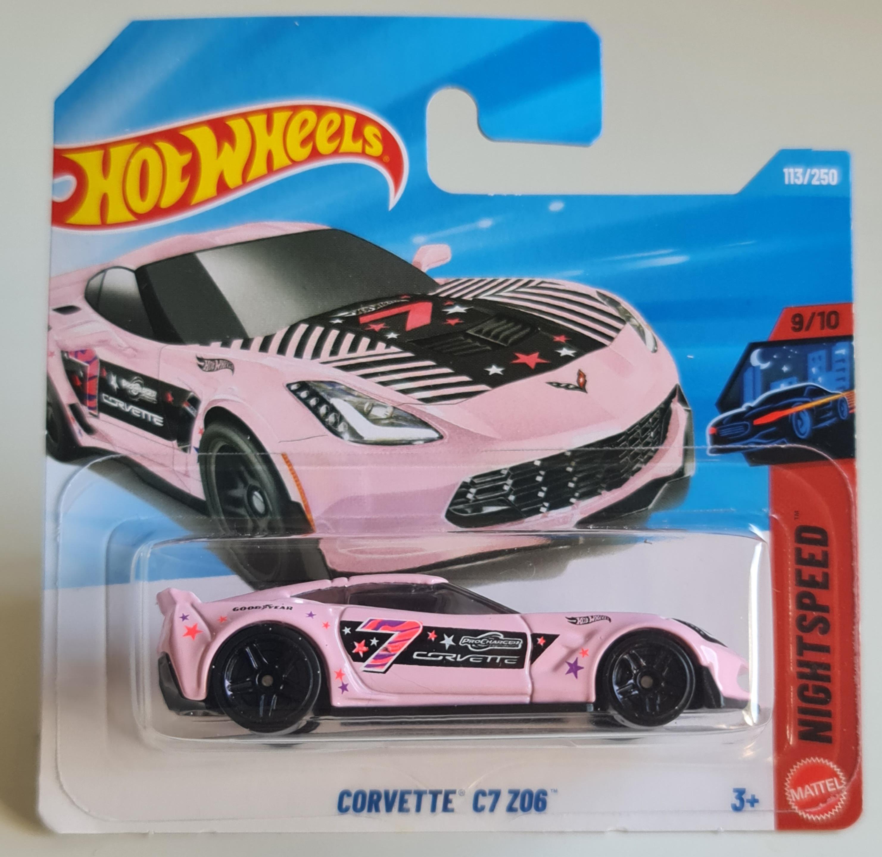 Hot Wheels Corvette C7 Z06 Pink 1:64 Diecast Car Nightburnerz