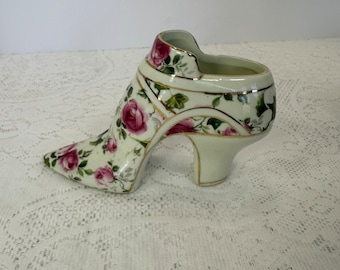 Vintage, Decorative Ceramic - Ladies Victorian Boot Flowers and gold accent, Formalities by Baum Bros Shoe, #010621,