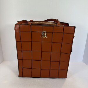 Steve Madden Btotey Woven Cognac Shoulder Bag EUC