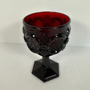 Vintage 1980s Avon - 1876 Cape Cod Collection - 1 wine Goblet steam ware Red Glass 6&quot; in