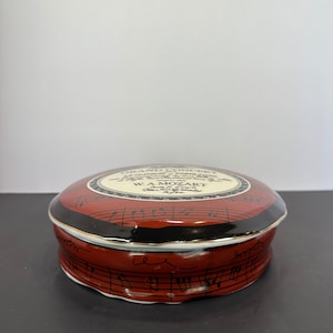 Formalities By Baum Bros Musial Mahogany collection Large lidded Porcelain Trinket Dish 7 1/2&quot; in wide