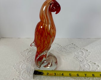 ヴィンテージ ムラーノ 水中ガラス アートガラス 赤いくちばしの