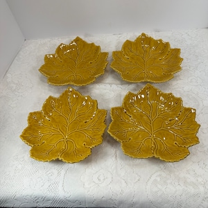 Vintage, 4 plates, Gold Leaf plates, Porcelain, OLFAIRE, &quot;O4702&quot; made in Portugal 8&quot; inch