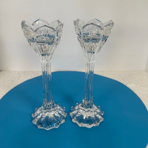 Vintage, Set of TWO, Stunning Lead Clear Crystal Candle Holders 9&quot;inches tall