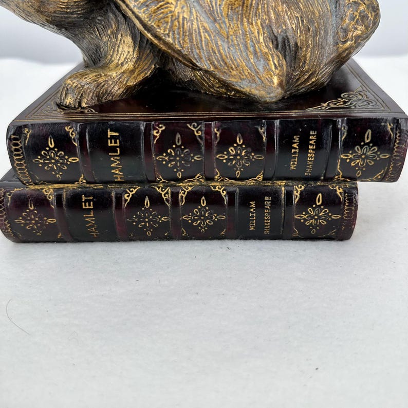 Hamlet Rabbit Inherits Resturants Vintage, Solid Brass Bunny Rabbit on Two Hamlet Books by William ...