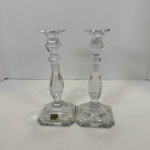 Vintage, Mikasha, Set of two, Clear Crystal Candle Holders 10&quot;inches tall