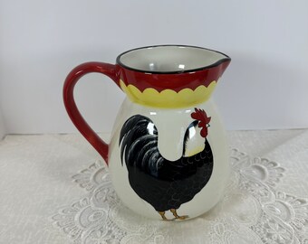Vintage Certified International ROOSTER Pitcher Rooster pottery Ceramic 7.5" Pitcher Jug