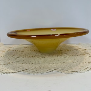 Vintage Large Murano Glass bowl Gold and Yellow 13&quot; in wide