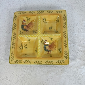 Vintage, Certified International©, Roster, Square Section, Square Porcelain Platter/Plate 12&quot; Square, made In China