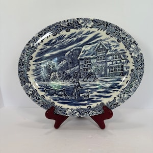 Vintage Ravensdale Pottery Coaching Taverns Transferware Platter made in Staffordshire England 12&quot;in length