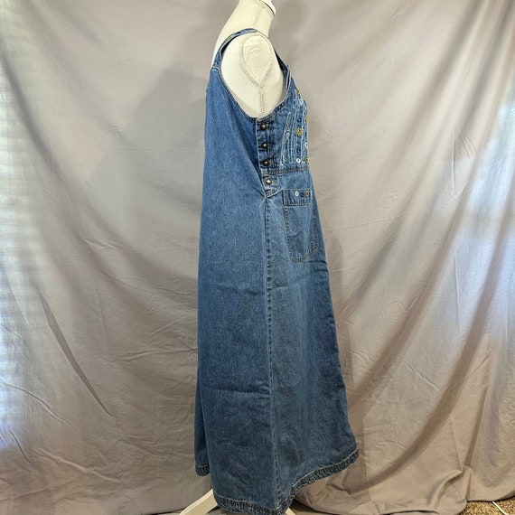 studio denim dress Vintage Studio Ease Denim Maxi Dress Floral Cottagecore Modest Made USA Size 10