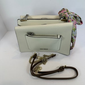 Steve Madden Purse Bag CREAM White/ Ribbon Floral Chain Womens