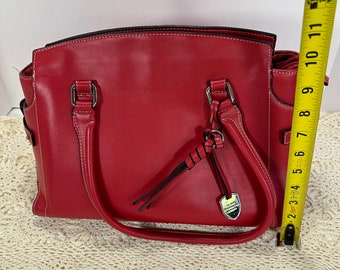 London Fog Bag London Fog Large Red Gold Tote Purse Stap Purse Bag