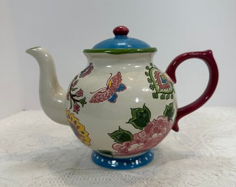 Vintage, Artistic Accents© from Coastline Imports© made in China, Dutch Wax Teapot, Floral Tea Pot