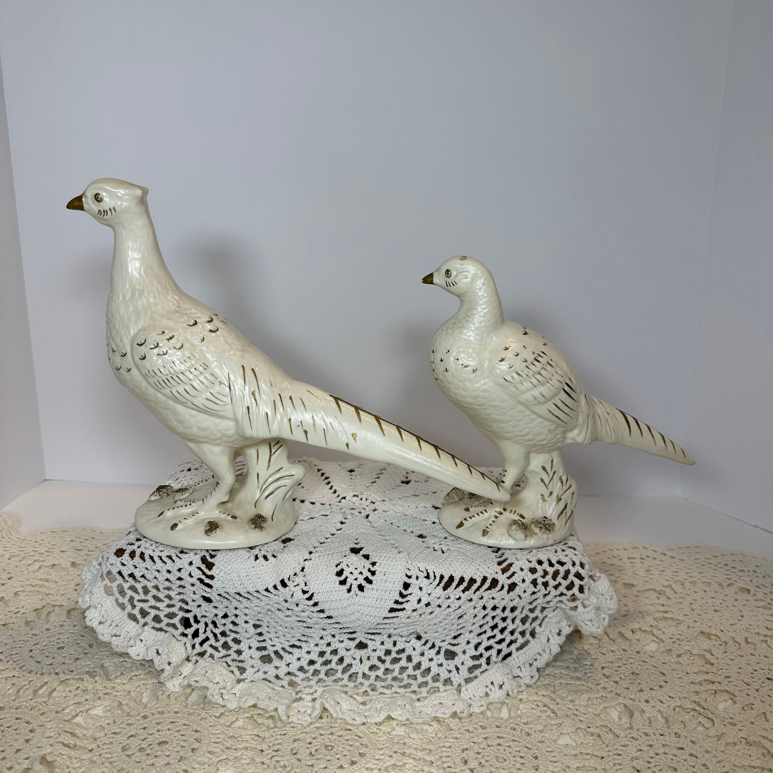 Vintage 1950s Norcrest Japan Numbered Pheasants/bird Statues Porcelain