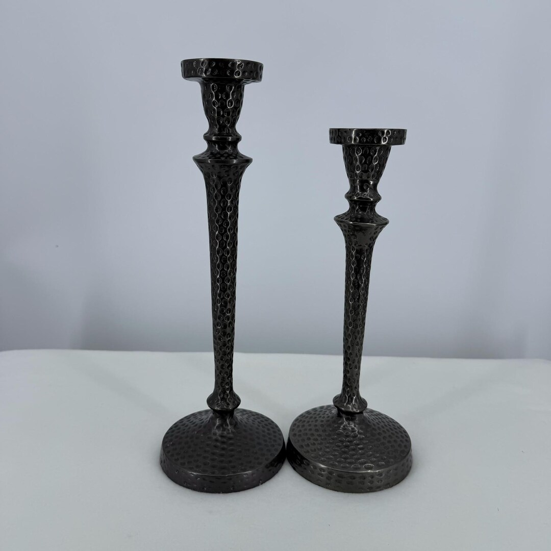 Vintage Pottery Barn Hammered Metal Taper Candle Holders Set of 2 ...