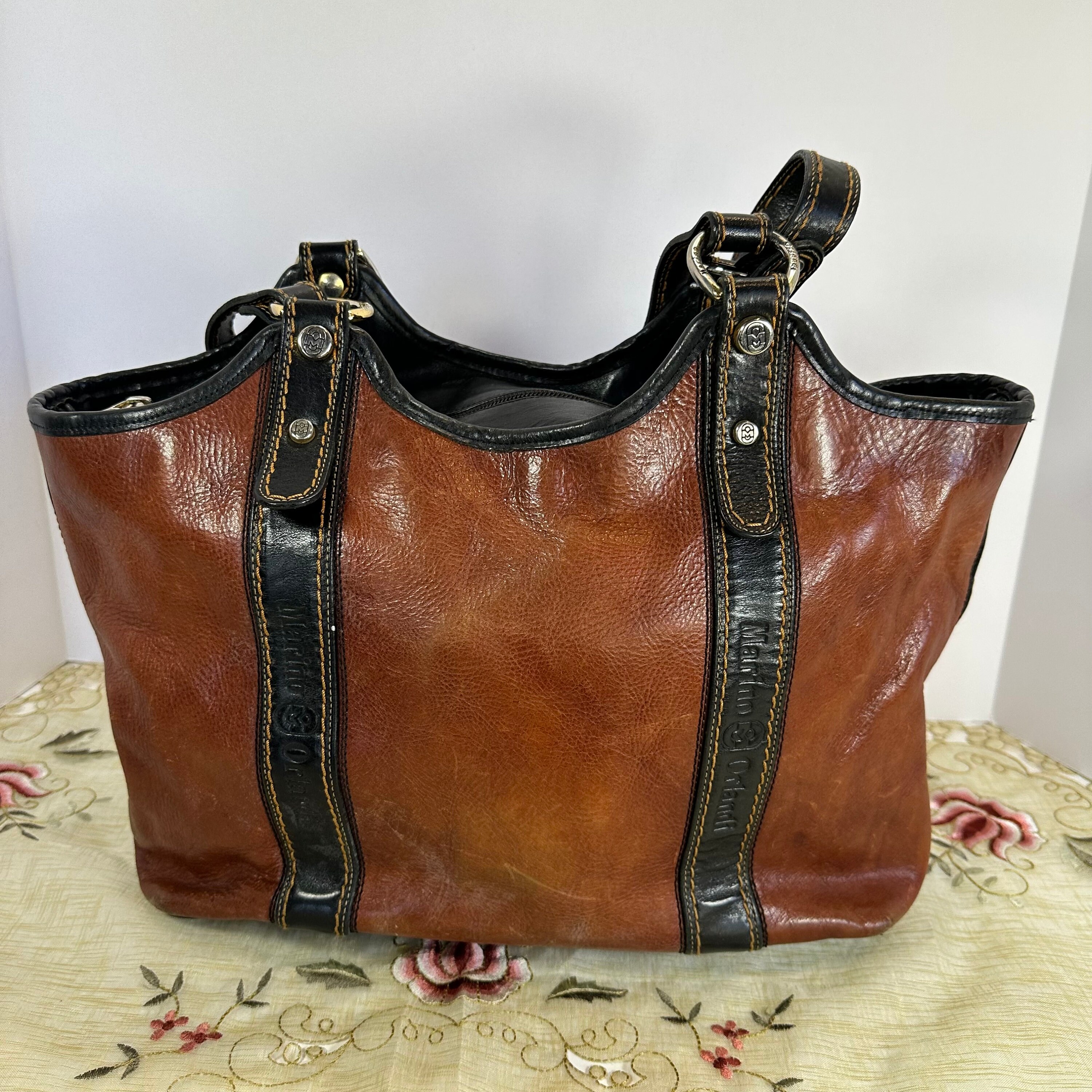 Marino Orlandi Bags Marino Orlandi Italian Leather Purse Double Strap Bag Etsy