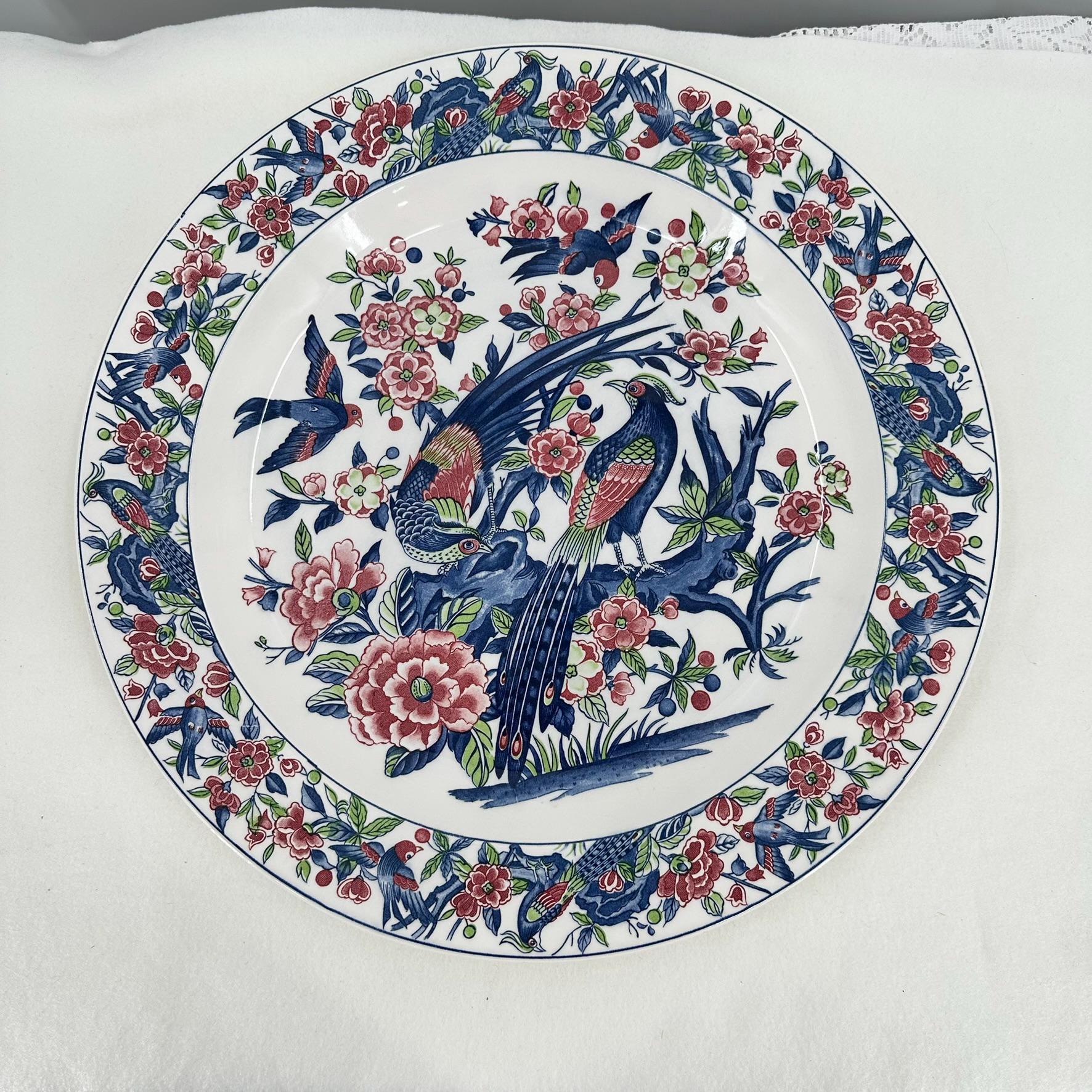 Vintage, 1960's Japanese Hand Painted Floral and Pheasants/peacock