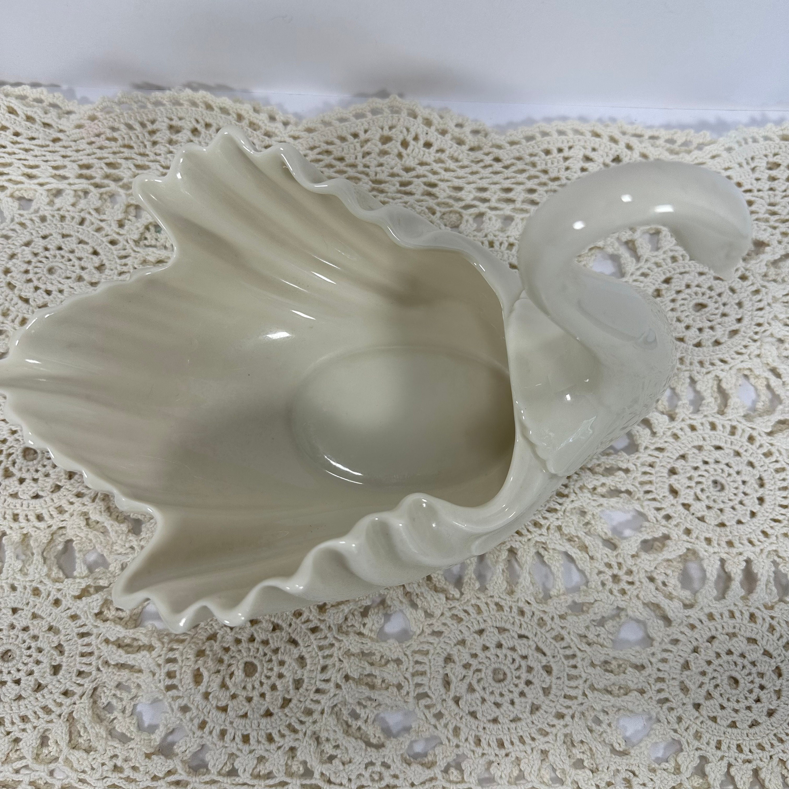 Vintage Lennox White Swan Candy Dish, Porcelain Trinket Dish or