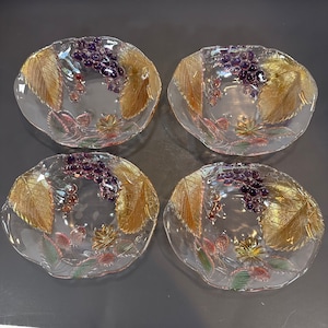 Vintage Mikasa Savoir Vivre Wild Orchard Chablis Crystal Fruit Bowls Set of 4 | 7.5 in Wide