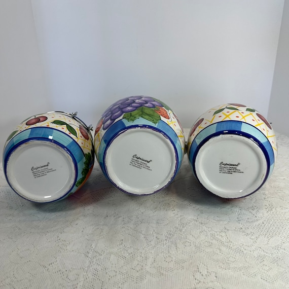 3色の瓶詰め風オブジェ3個set    ハンドメイド雑貨 Vintage, Set of THREE, Capriware Michael's Orchard Canister Set