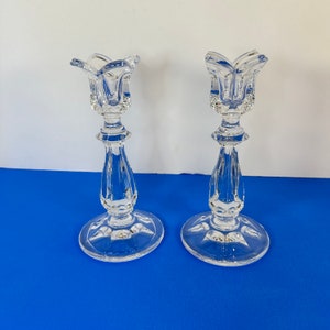 Vintage, Gorham Crystal, Set of TWO, Stunning Lead Clear Crystal Tulip Shaped Top Candle Holders 7.25&quot;inches tall