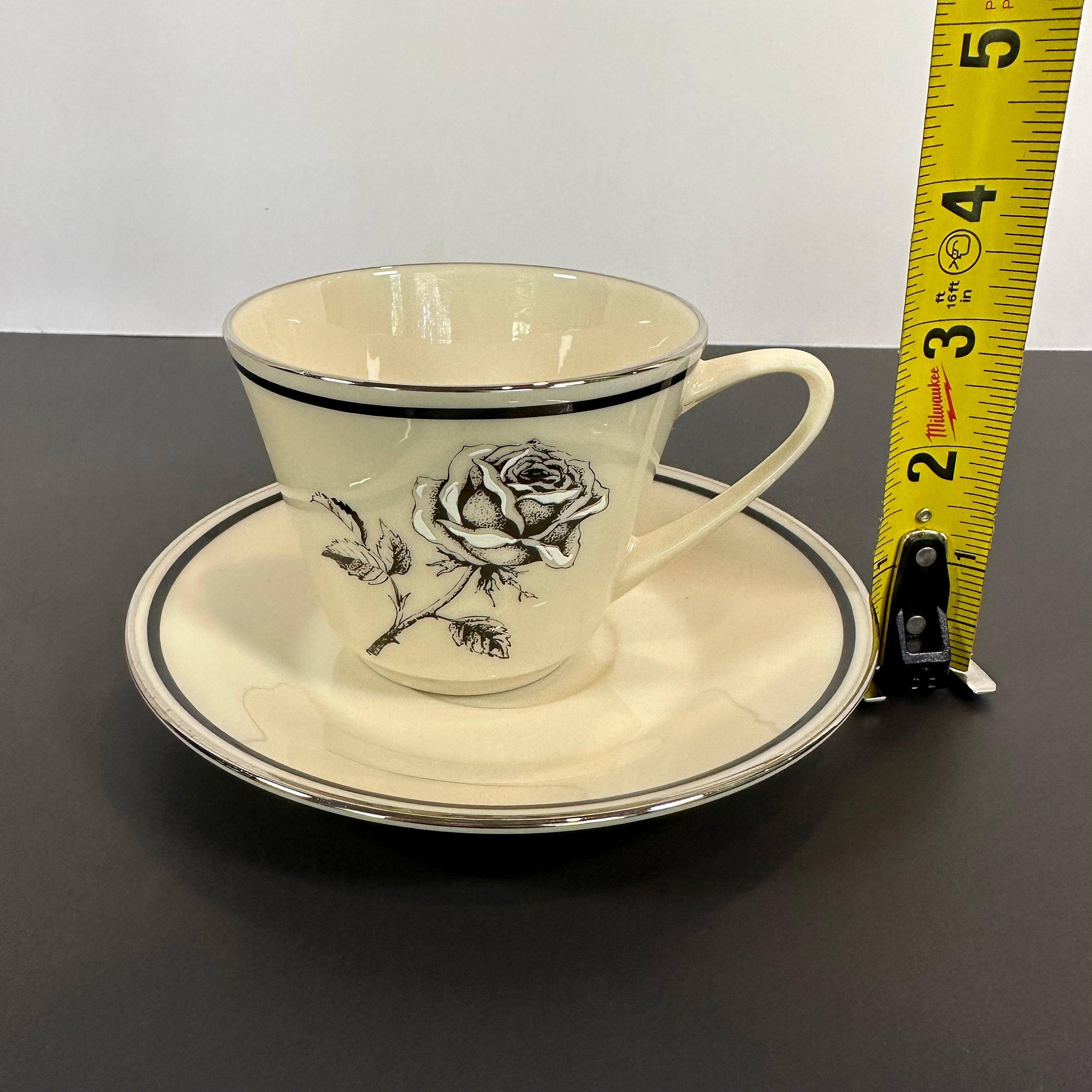Vintage LENOX Forever, Black Rose Royal With Silver Trim Teacup