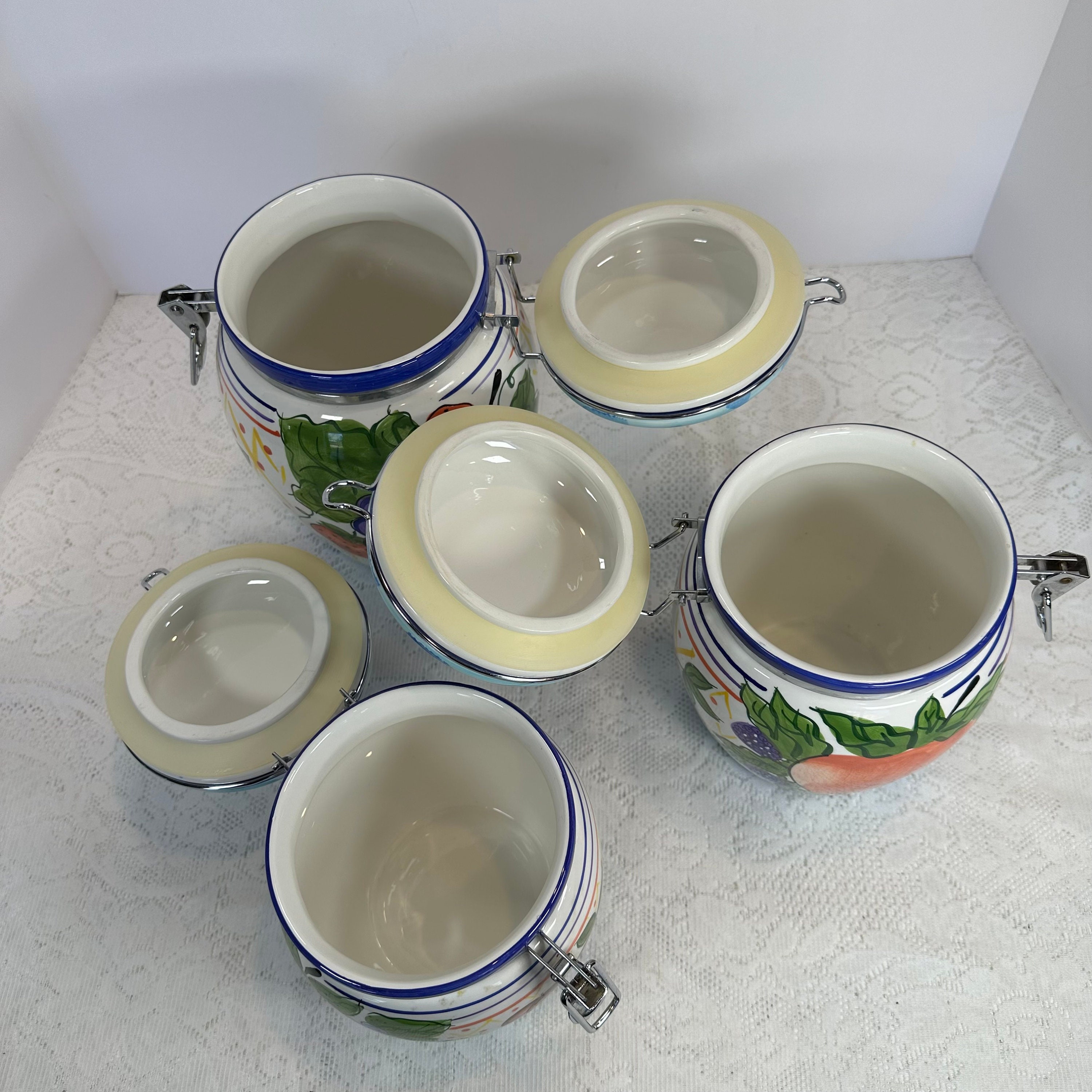 Vintage, Set of THREE, Capriware Michael's Orchard Canister Set