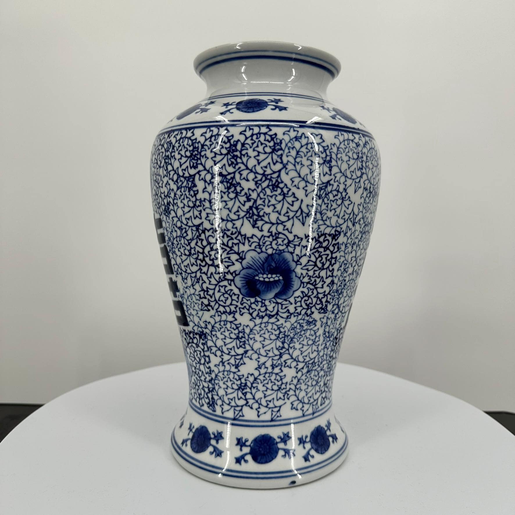 ヴィンテージ、アジアンブルー＆ホワイトスタイルの大型磁器11.5インチ