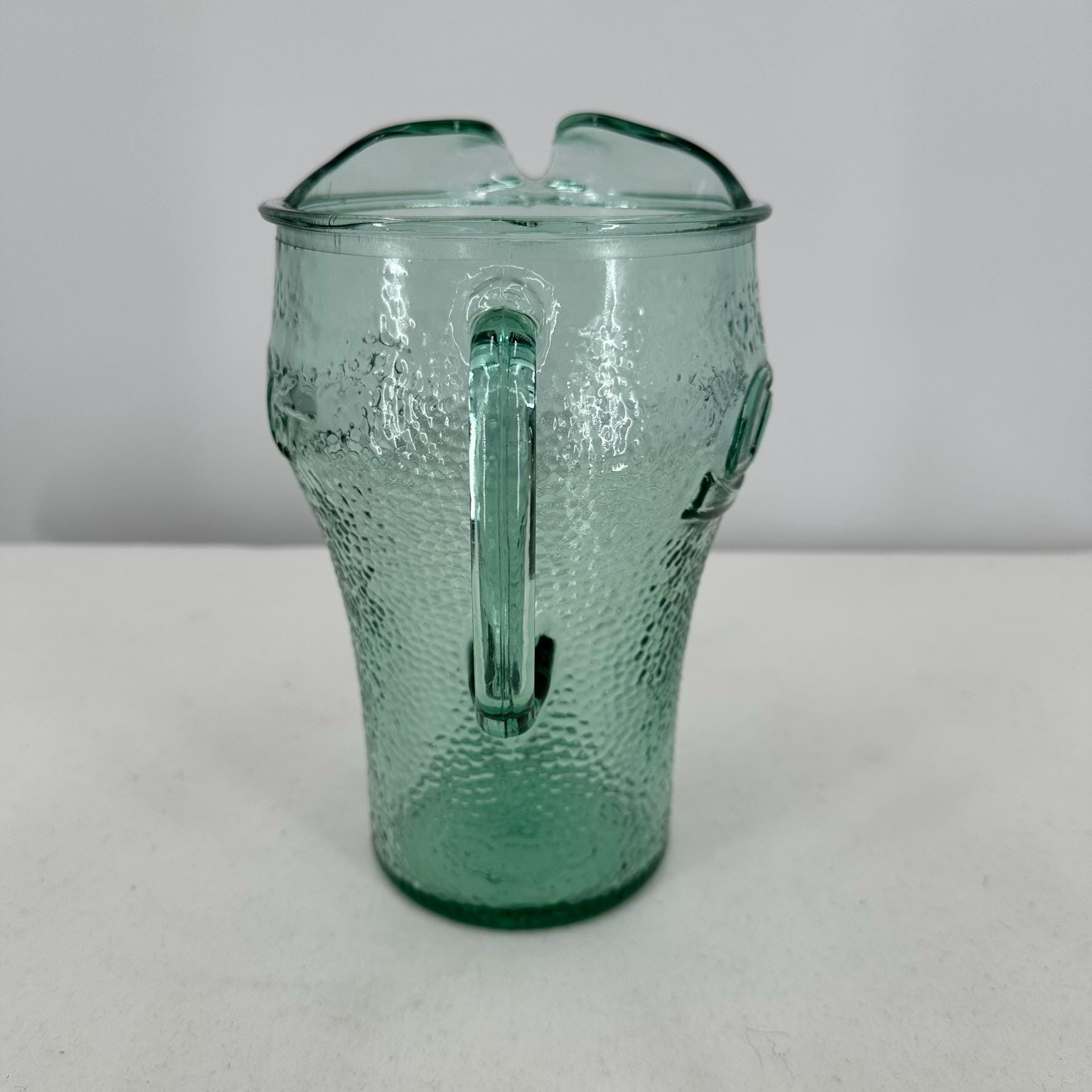 Vintage Coca-cola Green Pebbled Glass Pitcher | 64oz Heavy Coke