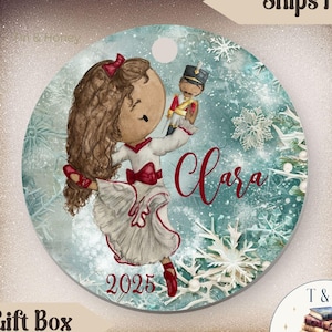 Clara Nutcracker Ballet Christmas Ornament - Ballerina Girl Ceramic Holiday Keepsake - Personalized Nutcracker Recital Dancer Gift Idea