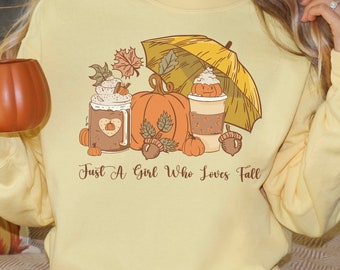 Fall Girl Seasonal Sweatshirt | Cute Trendy Comfort Colors Autumn Sweatshirt | Pumpkin Spice Hot Cocoa | Seasonal Attire | Teacher Fall