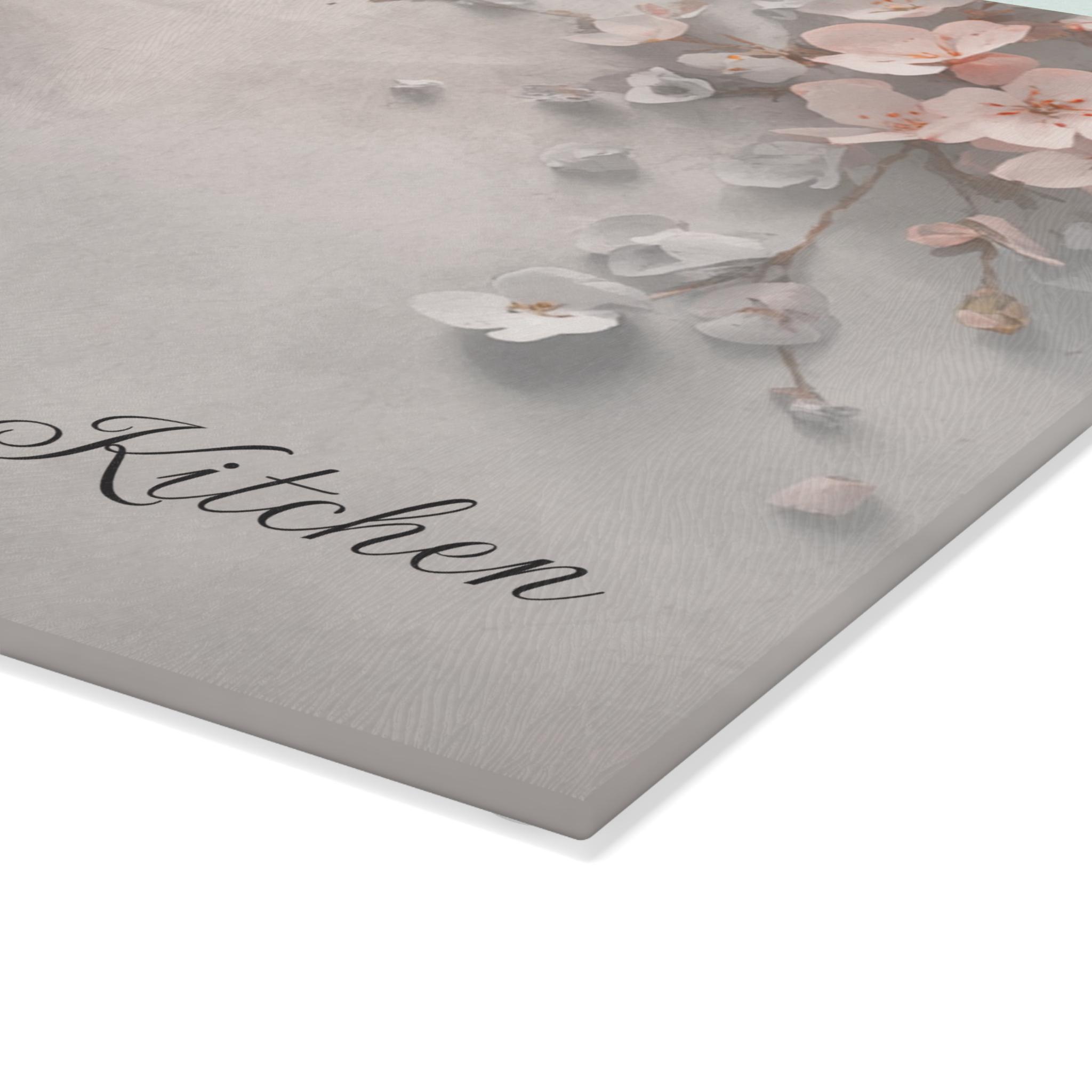 Daily Gifts Pretty Pink Floral Glass Chopping Board – Multicoloured, UK Made