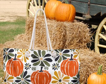Boho Floral Weekender Bag: Fall Travel Tote - 24" x 13"