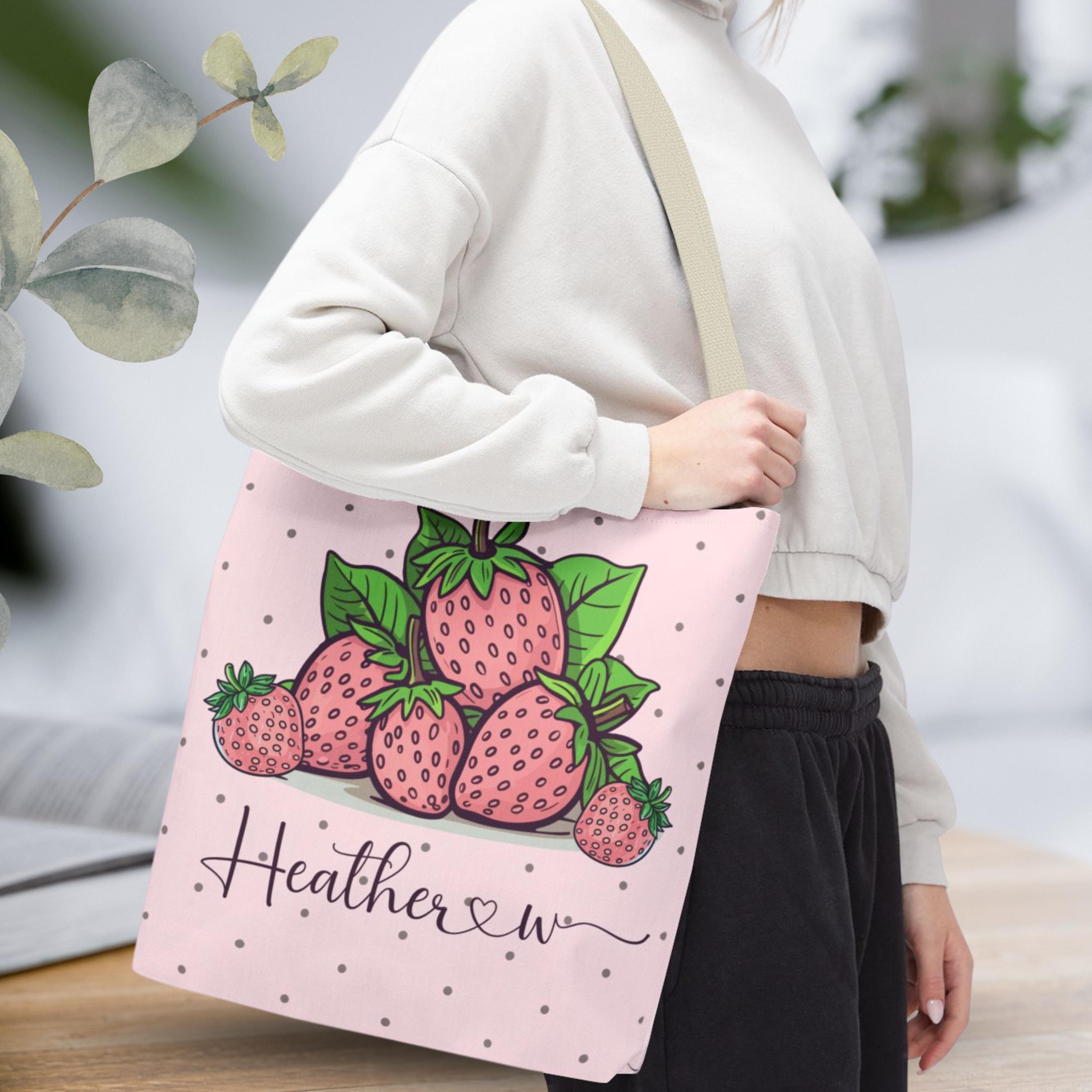 Strawberry Canvas Tote Bag – Reusable Grocery & Shopping Bag For Women - View #11