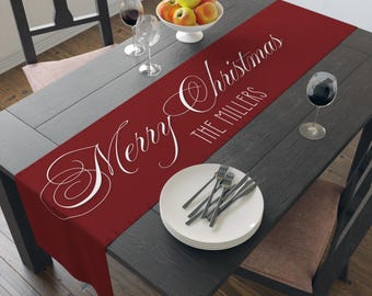 Red Christmas Table Runner - Holiday Dining Decor