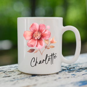 Personalized Flower Coffee Mug: Custom Name Gift