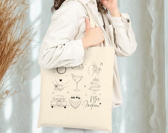 Elegant Bridal Cotton Canvas Tote Bag - Wedding Gift