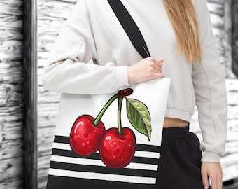 Cherry Graphic Tote Bag - Stylish Everyday Bag