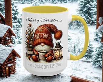 Christmas Gnome Ceramic Mug, Festive Holiday Drinkware